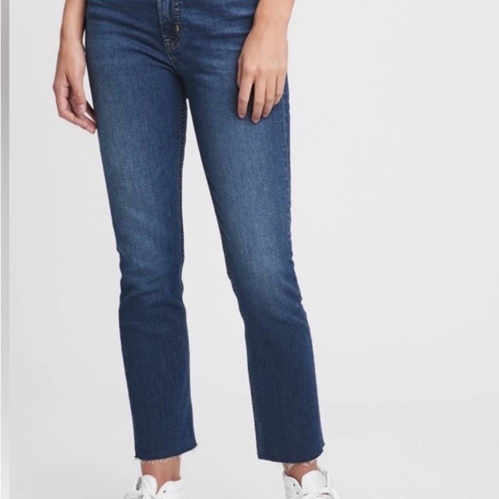 GAP Dark Blue Cropped High-Rise Straight Jeans